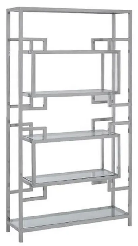 Neu Casa Padrino Regalschrank mit Glasregalen Silber 100 x 30 x H. 180 cm - Bücherschrank - Wohnzimmer Schrank - Büro Schrank - Wohnzimmer Möbel - Büro Möbel - Luxus Möbel
