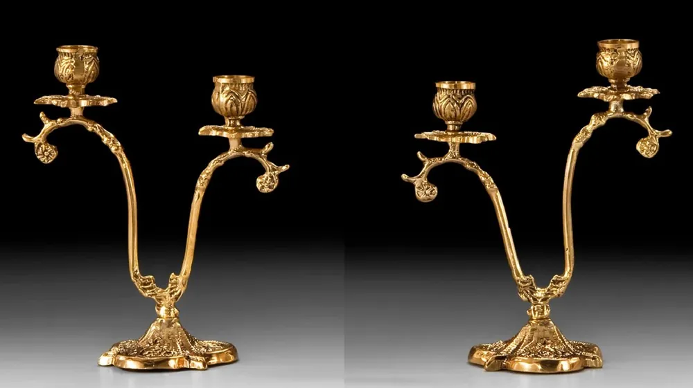 Casa Padrino Luxus Barock Kerzenhalter Set Gold 15 x H. 19 cm - Handgefertigte Barockstil Bronze Kerzenständer - Barock Deko Accessoires - Barock Interior - Barock Möbel - Edel & Prunkvoll Sonderangebot
