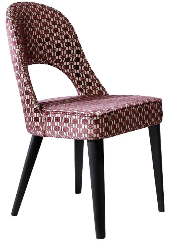 Casa Padrino Luxus Art Deco Esszimmer Stuhl Rot / Weiß / Schwarz 49 x 61 x H. 89 cm - Art Deco Küchenstuhl mit Muster - Esszimmer Möbel - Luxus Möbel - Art Deco Möbel - Luxus Einrichtung Heißes Angebot