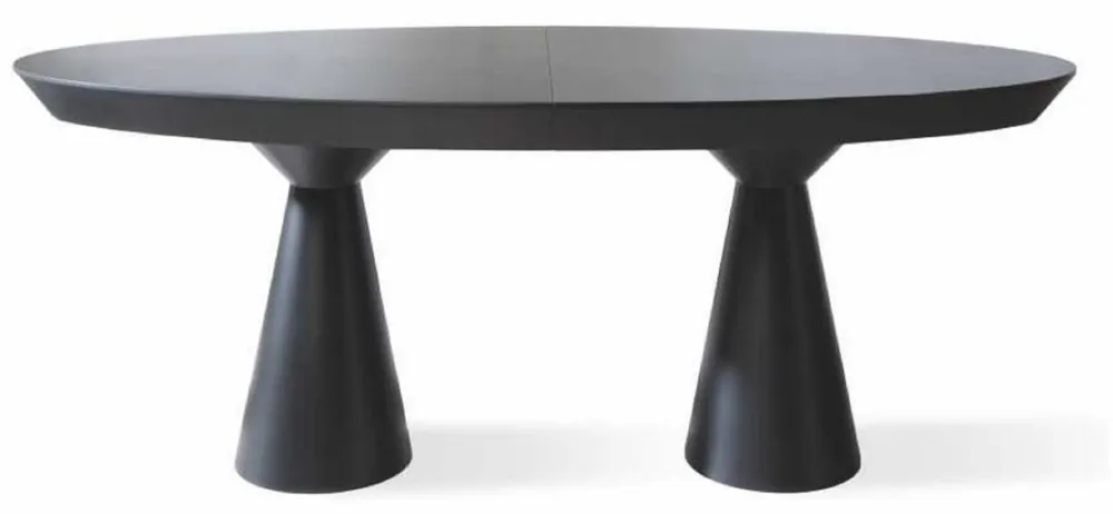 Casa Padrino Luxus Art Deco Esstisch Matt Schwarz 200-250 x 120 x H. 78 cm - Ausziehbarer Massivholz Küchentisch mit ovaler Tischplatte - Esszimmer Möbel - Art Deco Möbel - Luxus Möbel Sofort Bestellen