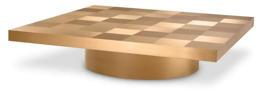 Casa Padrino Luxus Couchtisch Messing 134 x 134 x H. 30 cm - Quadratischer Edelstahl Wohnzimmertisch - Wohnzimmer Möbel - Edelstahl Möbel - Luxus Möbel - Luxus Einrichtung Neuheit