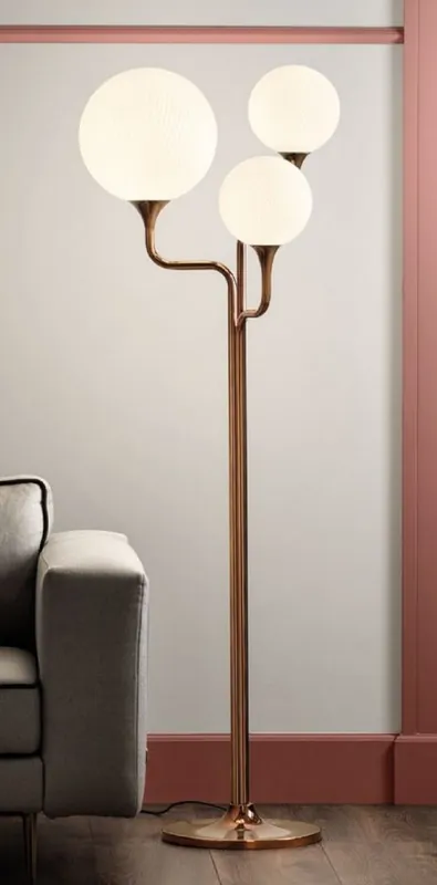 Nur Für Kurze Zeit Casa Padrino Luxus Stehleuchte Kupfer / Beige 52 x 45 x H. 170 cm - Metall Stehlampe mit Glas Lampenschirmen - Luxus Stehleuchten - Luxus Qualität - Made in Italy