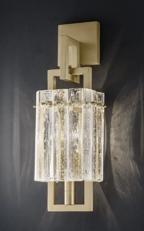 Casa Padrino Luxus Wandleuchte Messing 15,5 x 13 x H. 45 cm - Metall Wandlampe mit Glas Lampenschirm - Luxus Wandleuchten - Luxus Qualität - Made in Italy Letzte Chance