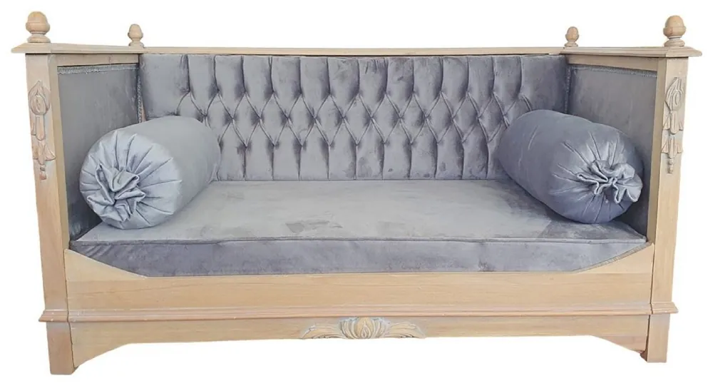 Casa Padrino Barock Hundebett Grau / Naturfarben - Prunkvolles Antik Stil Hundebett - Handgefertigte Hunde Möbel im Barockstil - Barock Tiermöbel - Antik Stil Tiermöbel Garantierte Lieferung