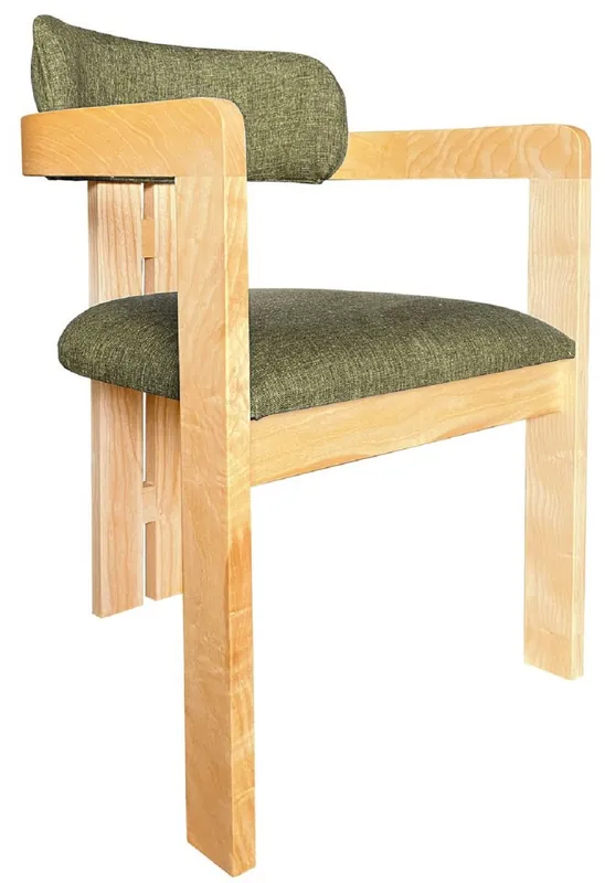 Must-Have Casa Padrino Luxus Esszimmer Stuhl mit Armlehnen Grün / Naturfarben 56 x 54 x H. 82 cm - Massivholz Küchen Stuhl - Esszimmer Möbel - Restaurant Möbel - Massivholz Möbel - Luxus Möbel