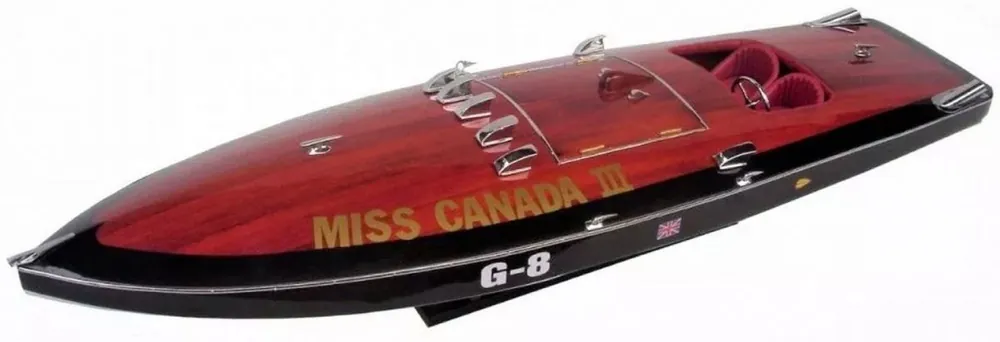 Bestseller Casa Padrino Luxus Deko Speedboot Miss Canada mit Massivholz Ständer 87 x 28 x H. 26 cm - Handgefertigtes Deko Boot - Holzboot - Modellboot - Rennboot - Luxus Deko Accessoires