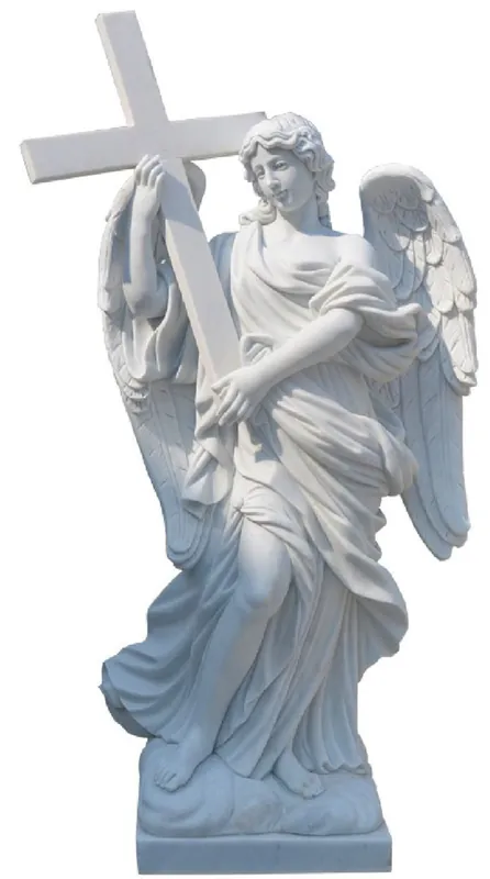Finale Aktion Casa Padrino Luxus Jugendstil Marmor Deko Skulptur Engel Weiß H. 160 cm - Prunkvolle Garten Marmor Deko Figur - Barock & Jugendstil Garten Marmor Deko Skulpturen - Edel & Prunkvoll
