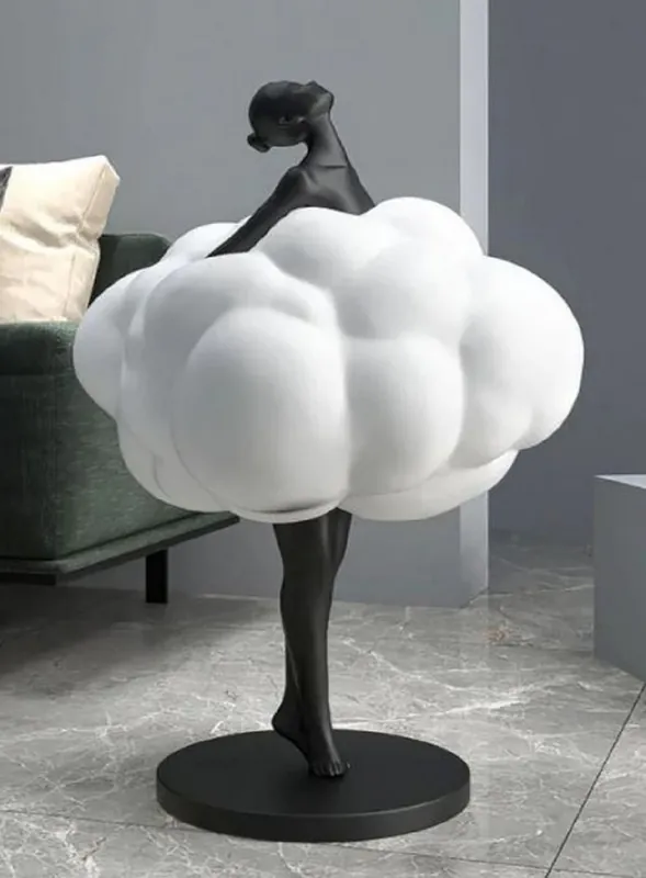 Casa Padrino Luxus Designer Deko Skulptur Tänzerin Schwarz / Weiß Ø 49 x H. 75 cm - Kunstharz Deko Figur - Wohnzimmer Deko - Luxus Designer Deko Accessoires - Luxus Qualität - Made in Italy Expressversand