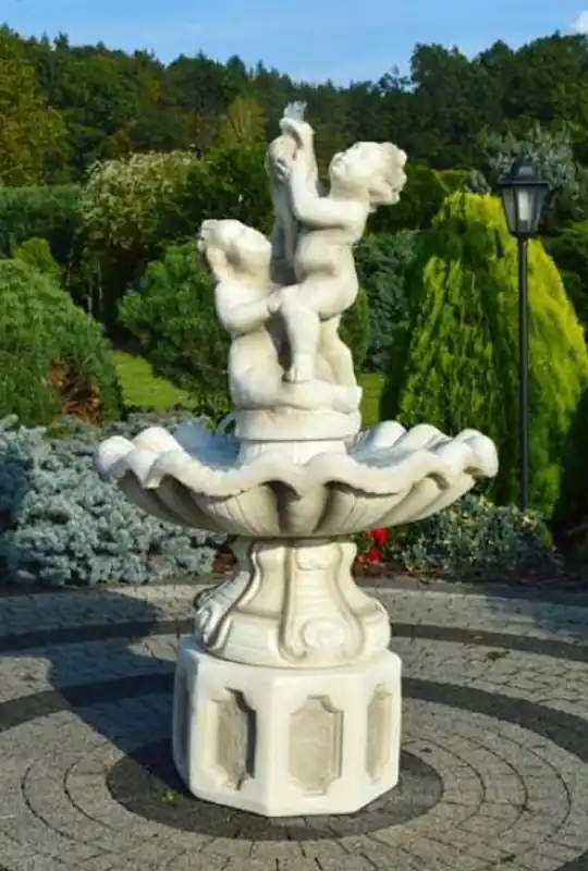 Casa Padrino Barock Springbrunnen Weiß / Grau Ø 89 x H. 185 cm - Prunkvoller Gartenbrunnen im Barockstil - Runder Gartendeko Stein Brunnen - Barock Garten Deko Accessoires Heißes Angebot