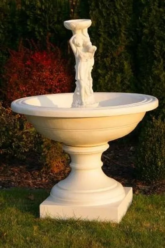 Casa Padrino Barock Springbrunnen Beige Ø 102 x H. 136 cm - Prunkvoller Gartenbrunnen im Barockstil - Runder Gartendeko Stein Brunnen - Barock Garten Deko Accessoires Sofort Bestellen