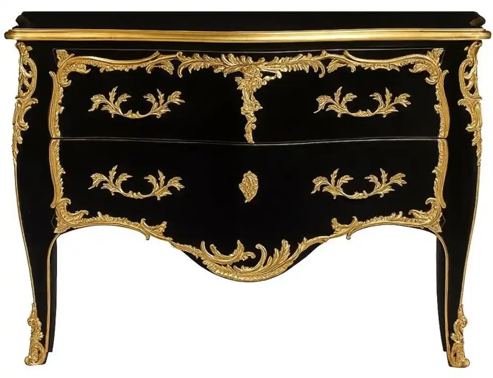 Casa Padrino Barock Kommode mit 2 Schubladen Antik Schwarz / Gold - Handgefertigte Massivholz Kommode im Barockstil - Handgefertigte Barock Möbel - Edel & Prunkvoll Mega-Angebot