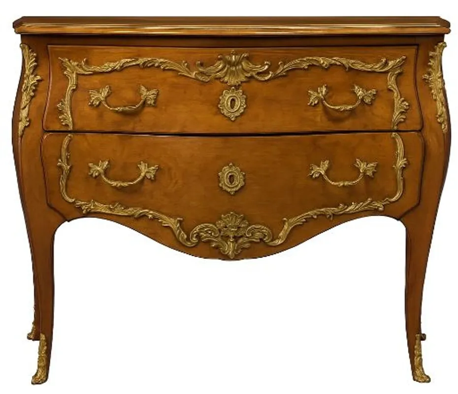 Casa Padrino Barock Kommode mit 2 Schubladen Antik Braun / Messing - Handgefertigte Massivholz Kommode im Barockstil - Handgefertigte Barock Möbel - Edel & Prunkvoll Günstig