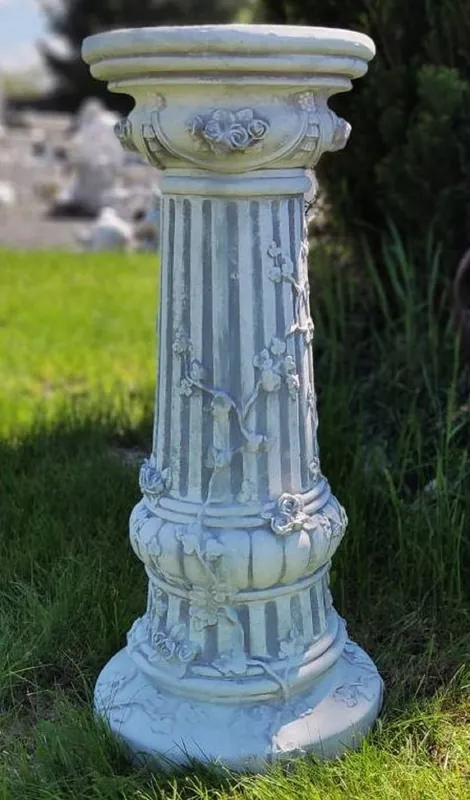 Preisreduziert Casa Padrino Barock Säule Grau Ø 35 x H. 78 cm - Prunkvolle Gartensäule im Barockstil - Runde Gartendeko Stein Säule - Barock Garten & Terrassen Deko Accessoires