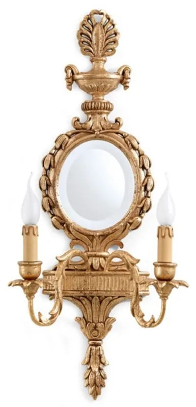 Casa Padrino Luxus Barock Doppel Wandleuchte mit Spiegel Antik Gold 35 x 17 x H. 78 cm - Prunkvolle Wandlampe im Barockstil - Barock Leuchten - Luxus Qualität - Made in Italy Heißes Angebot
