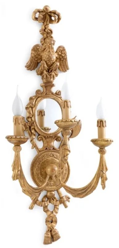 Casa Padrino Luxus Barock Wandleuchte mit Spiegel Antik Gold 36 x 23 x H. 81 cm - Prunkvolle Wandlampe im Barockstil - Barock Leuchten - Luxus Qualität - Made in Italy Rabatt