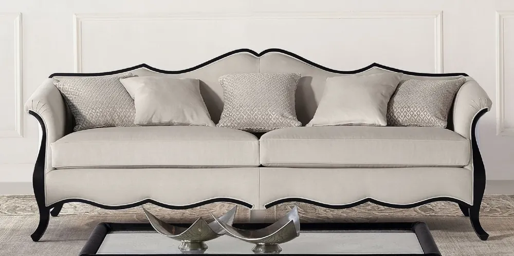 Jetzt Kaufen Casa Padrino Luxus Art Deco Sofa Grau / Schwarz - Handgefertigtes Wohnzimmer Sofa - Wohnzimmer Möbel - Art Deco Möbel - Luxus Möbel - Luxus Qualität - Made in Italy