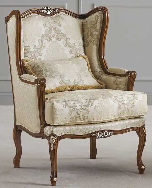 Casa Padrino Luxus Barock Ohrensessel Gold / Braun - Handgefertigter Barockstil Wohnzimmer Sessel mit Muster - Luxus Wohnzimmer Möbel im Barockstil - Luxus Qualität - Made in Italy Preiswert