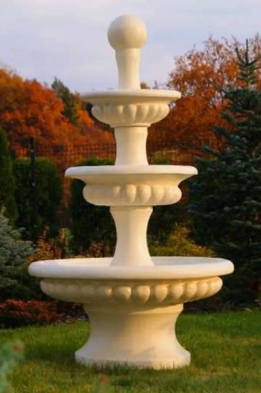 Preisknaller Casa Padrino Barock Springbrunnen Sandfarben Ø 120 x H. 211 cm - Prunkvoller Gartenbrunnen im Barockstil - Runder Gartendeko Stein Brunnen - Barock Garten Deko Accessoires