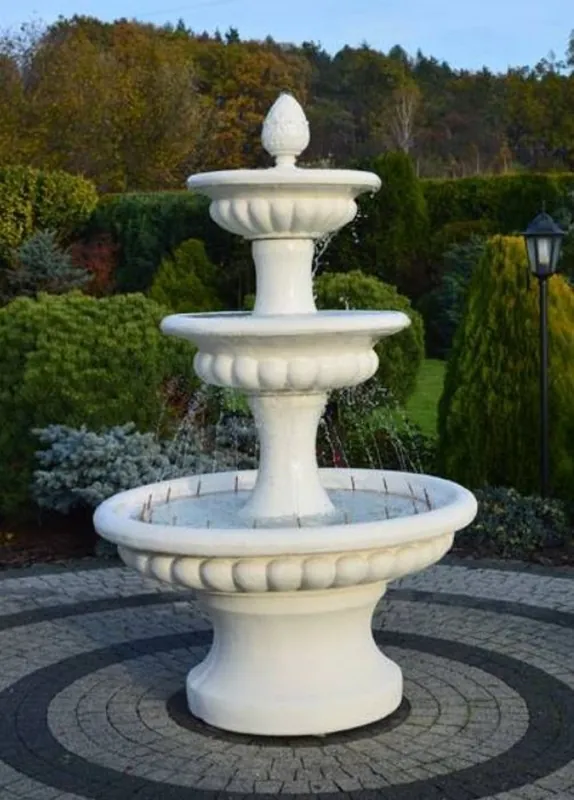 Must-Have Casa Padrino Barock Springbrunnen Weiß Ø 120 x H. 186 cm - Prunkvoller Gartenbrunnen im Barockstil - Runder Gartendeko Stein Brunnen - Barock Garten Deko Accessoires