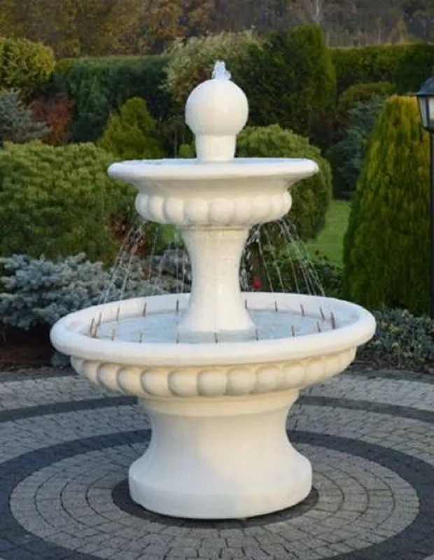 Casa Padrino Barock Springbrunnen Weiß Ø 120 x H. 163 cm - Prunkvoller Gartenbrunnen im Barockstil - Runder Gartendeko Stein Brunnen - Barock Garten Deko Accessoires Neu Im Sortiment