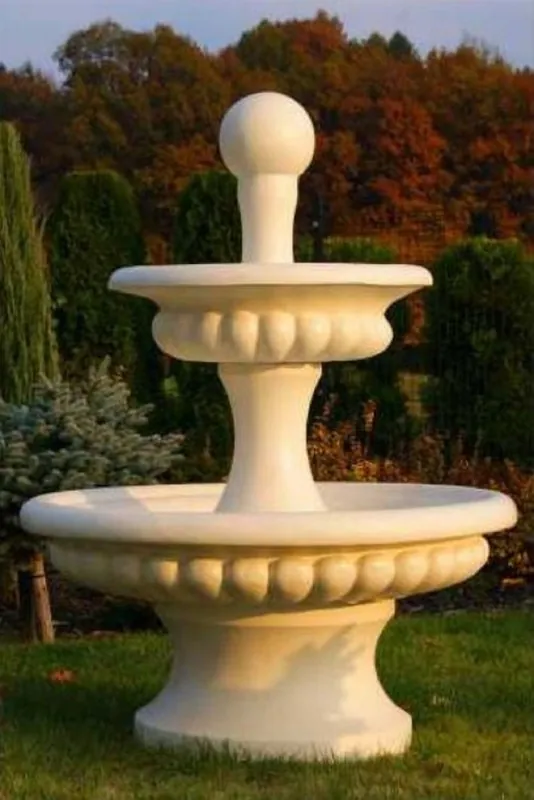 Casa Padrino Barock Springbrunnen Sandfarben Ø 120 x H. 163 cm - Prunkvoller Gartenbrunnen im Barockstil - Runder Gartendeko Stein Brunnen - Barock Garten Deko Accessoires Neu