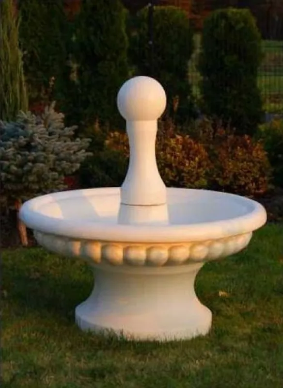 Casa Padrino Barock Springbrunnen Sandfarben Ø 120 x H. 129 cm - Prunkvoller Gartenbrunnen im Barockstil - Runder Gartendeko Stein Brunnen - Barock Garten Deko Accessoires Letzte Chance