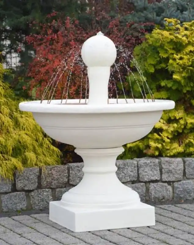 Nur Für Kurze Zeit Casa Padrino Barock Springbrunnen Weiß Ø 102 x H. 151 cm - Prunkvoller Gartenbrunnen im Barockstil - Runder Gartendeko Stein Brunnen - Barock Garten Deko Accessoires