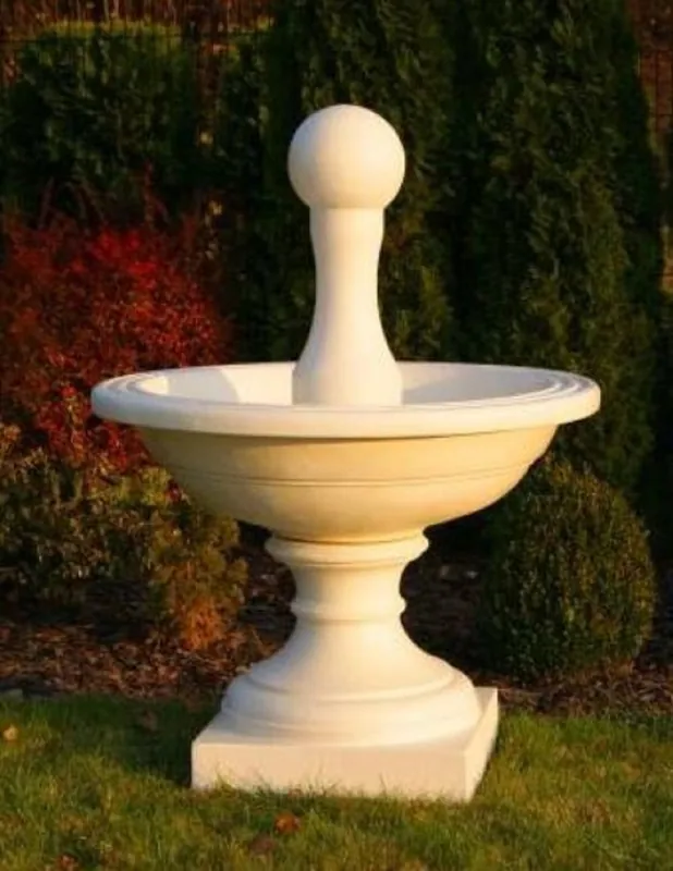 Casa Padrino Barock Springbrunnen Sandfarben Ø 102 x H. 151 cm - Prunkvoller Gartenbrunnen im Barockstil - Runder Gartendeko Stein Brunnen - Barock Garten Deko Accessoires Echt