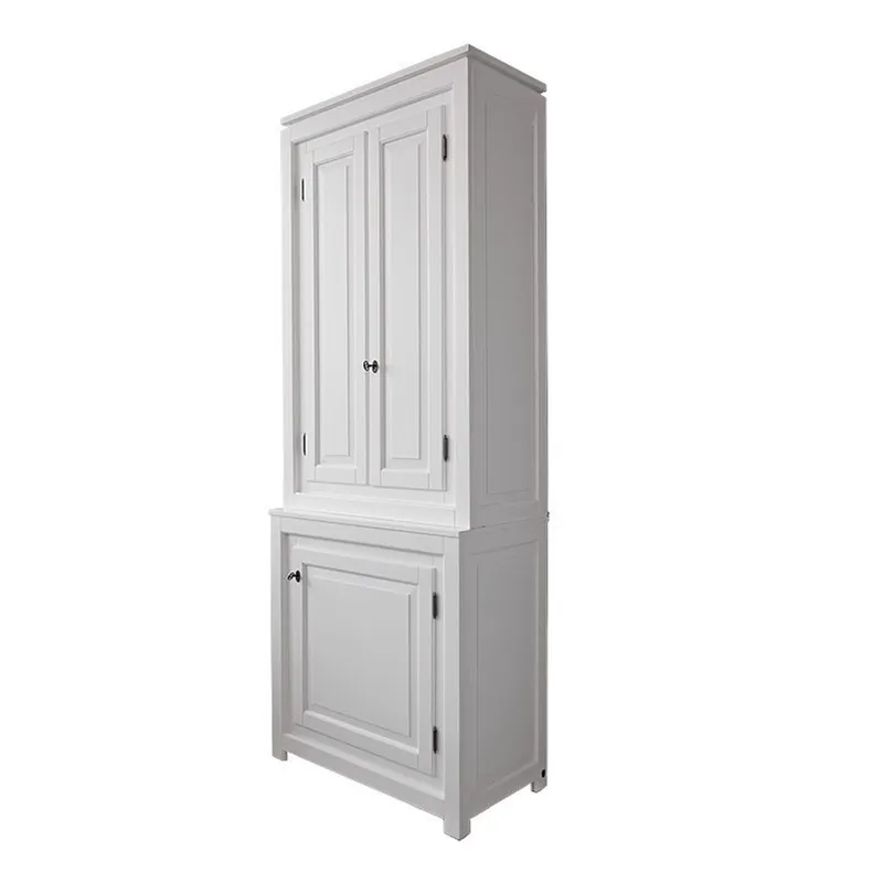 Casa Padrino Art Deco Schrank Weiß 80 x 50 x H 220 cm - Massivholz Möbel Preisknaller