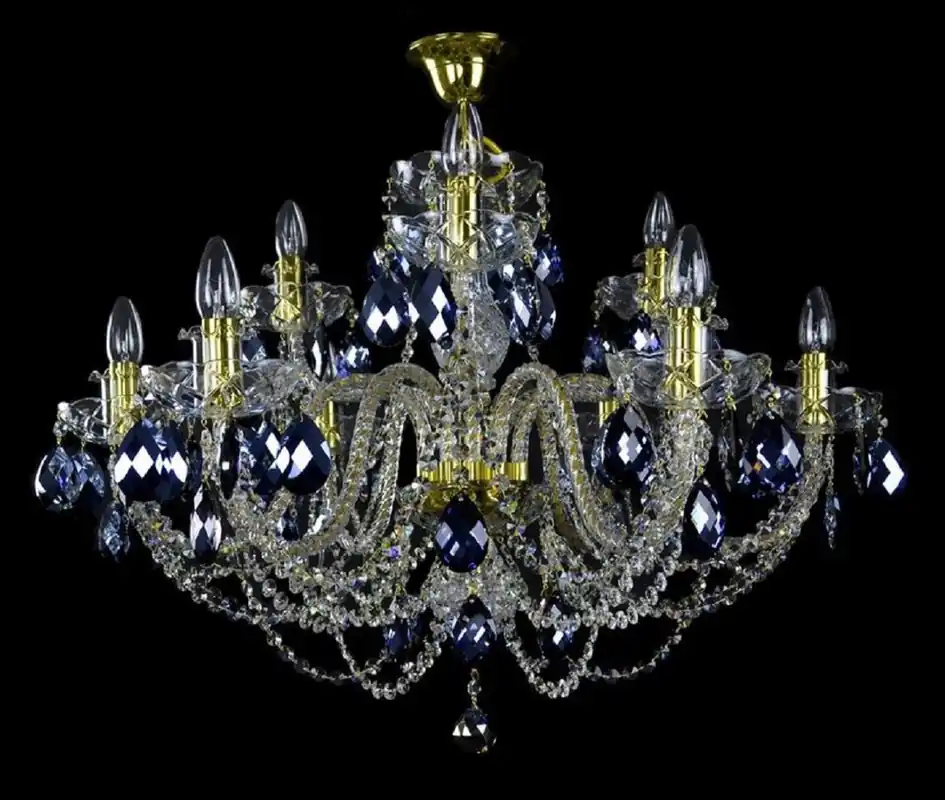 Sale Casa Padrino Luxus Barock Kronleuchter Gold / Blau Ø 80 x H. 60 cm - Prunkvoller Barockstil Kronleuchter mit böhmischen Kristallglas - Edel & Prunkvoll