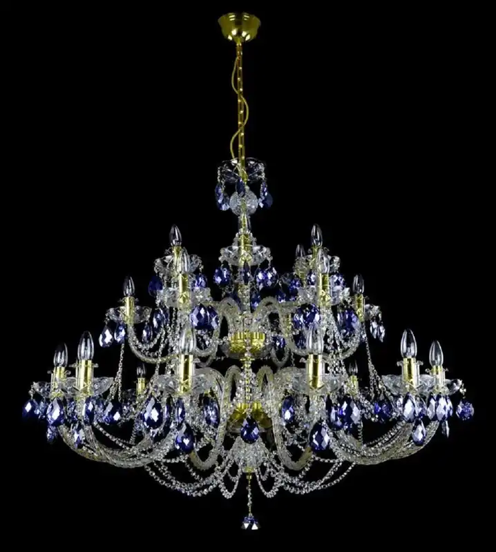 Sonderangebot Casa Padrino Luxus Barock Kronleuchter Gold / Blau Ø 105 x H. 90 cm - Prunkvoller Barockstil Kronleuchter mit böhmischen Kristallglas - Edel & Prunkvoll