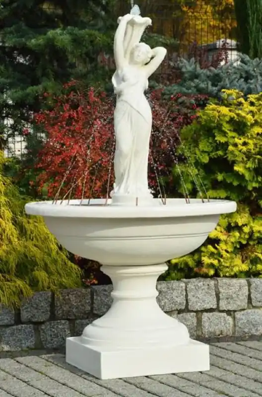 Casa Padrino Barock Springbrunnen Weiß Ø 102 x H. 171 cm - Prunkvoller Gartenbrunnen im Barockstil - Runder Gartendeko Stein Brunnen - Barock Garten Deko Accessoires Saisonangebot