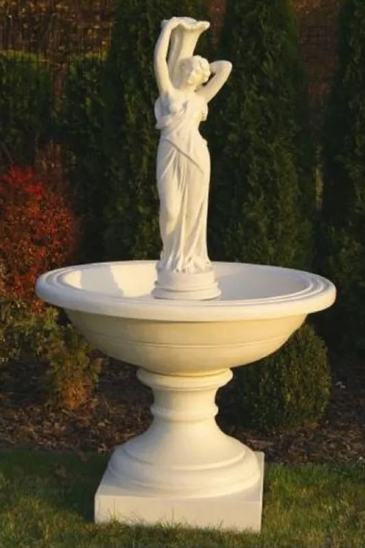 Garantierte Lieferung Casa Padrino Barock Springbrunnen Sandfarben Ø 102 x H. 171 cm - Prunkvoller Gartenbrunnen im Barockstil - Runder Gartendeko Stein Brunnen - Barock Garten Deko Accessoires