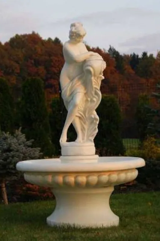 Casa Padrino Barock Springbrunnen Sandfarben Ø 120 x H. 196 cm - Prunkvoller Gartenbrunnen im Barockstil - Runder Gartendeko Stein Brunnen - Barock Garten Deko Accessoires Mega-Angebot