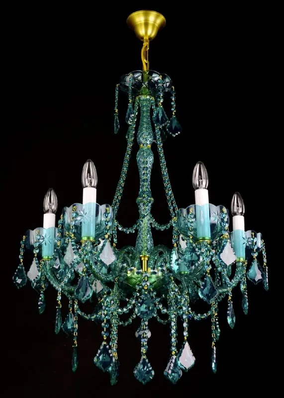Geprüft Casa Padrino Luxus Barock Kronleuchter Grün / Gold Ø 60 x H. 76 cm - Prunkvoller Barockstil Kronleuchter mit böhmischen Kristallglas - Edel & Prunkvoll