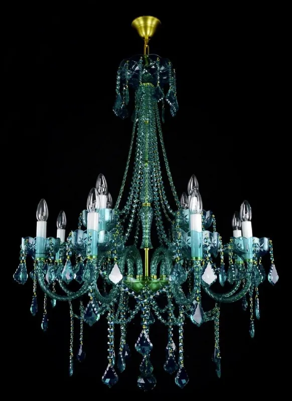Casa Padrino Luxus Barock Kronleuchter Grün / Gold Ø 80 x H. 107 cm - Prunkvoller Barockstil Kronleuchter mit böhmischen Kristallglas - Edel & Prunkvoll Jetzt Bestellen