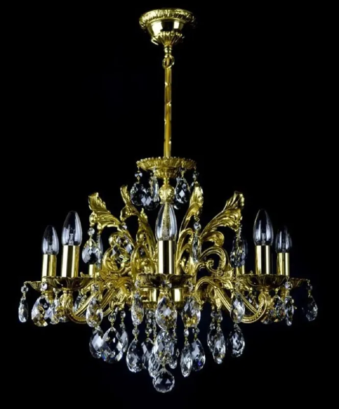 Sale Casa Padrino Luxus Barock Kronleuchter Gold Ø 56 x H. 54 cm - Prunkvoller Messing Kronleuchter mit böhmischen Kristallglas - Barock Möbel - Edel & Prunkvoll
