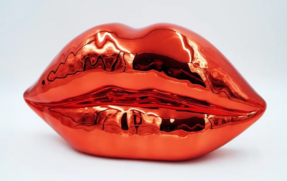 Direkt Vom Hersteller Casa Padrino Luxus Deko Lippen Chrom Rot 46 x H. 25 cm - Kunstharz Deko Kuss Mund Lippen - Wohnzimmer Deko Accessoires