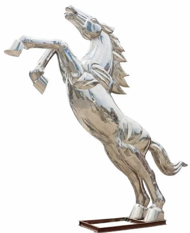 Super-Preis Casa Padrino Luxus XXL Garten Deko Skulptur Wildes Pferd Silber H. 460 cm - Riesige XXL Garten Deko Edelstahl Figur - XXL Edelstahl Tierfigur - XXL Edelstahl Garten Skulpturen