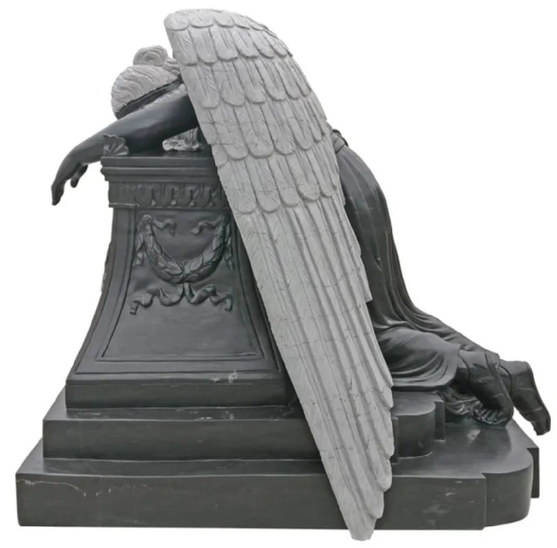 Mega-Angebot Casa Padrino Luxus Jugendstil Deko Stein Skulptur Engel Schwarz / Grau H. 125 cm - Prunkvolle Garten Stein Deko Figur - Barock & Jugendstil Garten Deko Stein Skulpturen - Edel & Prunkvoll