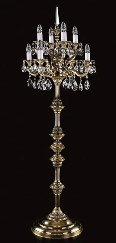Casa Padrino Luxus Barock Kristall Stehleuchte Antik Messing Ø 56 x H. 152 cm - Prunkvolle Messing Stehlampe mit Böhmischem Kristallglas - Barock Kristall Leuchten - Barock Möbel Sichere Zahlung