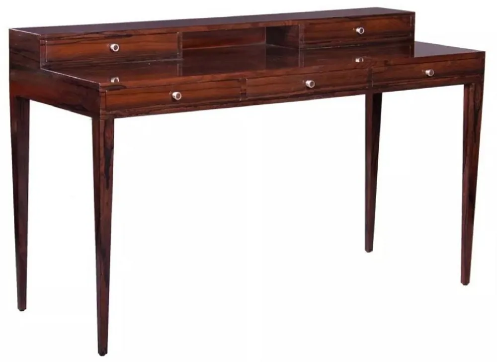 Markenprodukt Casa Padrino Luxus Art Deco Schreibtisch mit 5 Schubladen Dunkelbraun 140 x 55 x H. 86 cm - Massivholz Bürotisch - Büro Möbel - Art Deco Möbel - Luxus Möbel