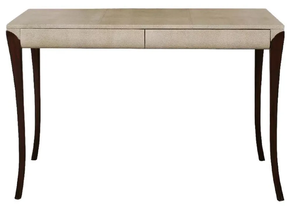 Angebot Casa Padrino Luxus Art Deco Schreibtisch mit 2 Schubladen Creme / Dunkelbraun 119 x 66 x H. 77 cm - Massivholz Bürotisch mit geprägtem Leder - Büro Möbel - Art Deco Möbel - Luxus Möbel