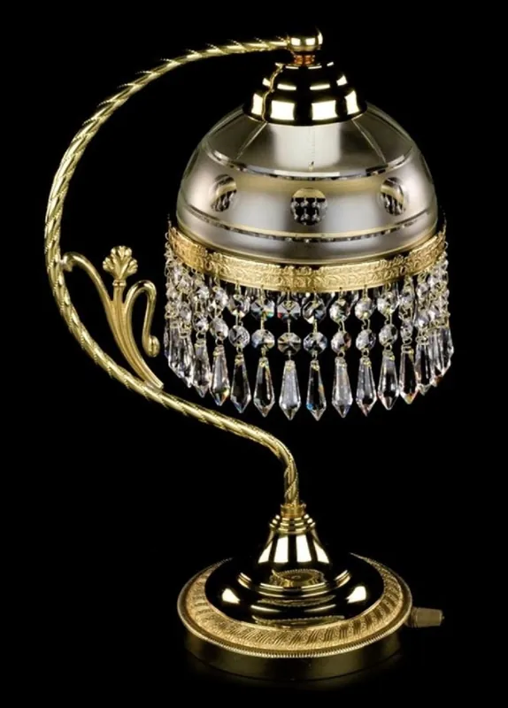 Schnäppchen Casa Padrino Luxus Barock Kristall Tischleuchte Gold Ø 18 x H. 45 cm - Prunkvolle Messing Schreibtischleuchte mit Böhmischem Kristallglas - Barock Kristall Leuchten - Edel & Prunkvoll
