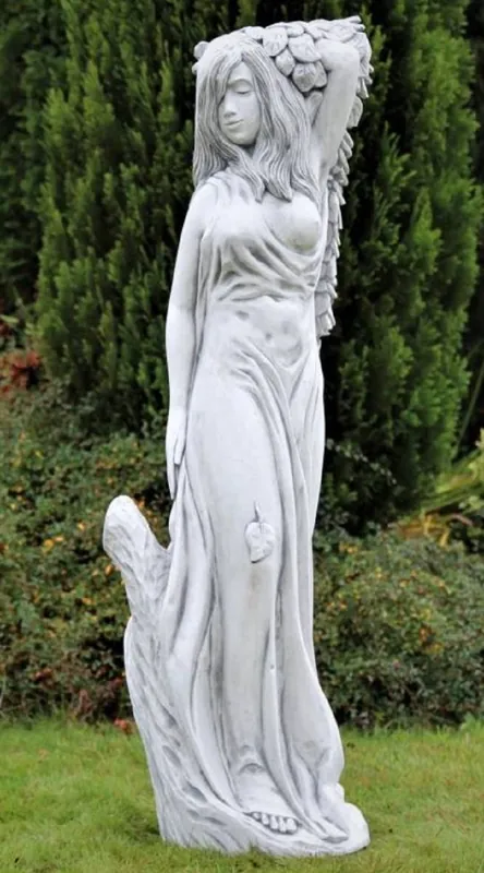 Begrenztes Angebot Casa Padrino Jugendstil Garten Deko Skulptur Dame Grau 40 x 40 x H. 140 cm - Elegante Garten Deko Stein Figur - Barock & Jugendstil Garten Deko Accessoires