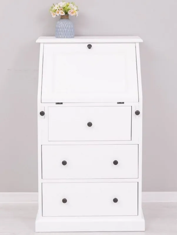 Günstig Casa Padrino Landhausstil Sekretär Kommode Weiß 65 x 45 x H. 110 cm - Massivholz Schrank mit 5 Schubladen - Massivholz Möbel - Landhausstil Möbel