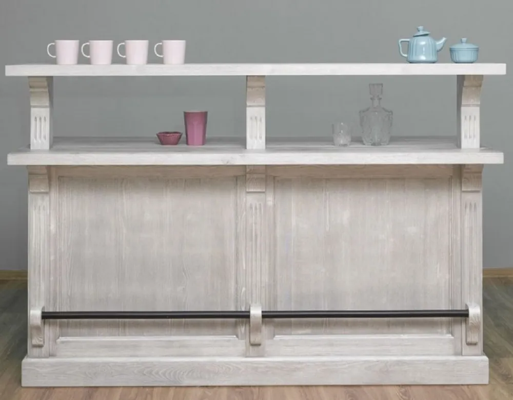 Online Kaufen Casa Padrino Landhausstil Bar Theke Grau 180 x 68 x H. 120 cm - Massivholz Thekentisch - Massivholz Barmöbel - Barmöbel im Landhausstil - Landhausstil Einrichtung