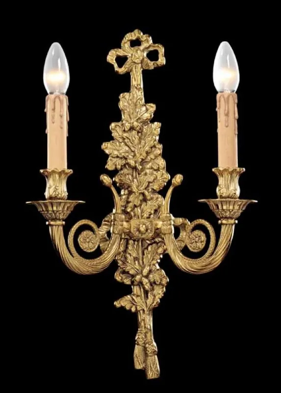 Casa Padrino Luxus Barock Doppel Wandleuchte Französisches Gold 32 x 15 x H. 50 cm - Prunkvolle Wandlampe im Barockstil - Barock Leuchten - Luxus Qualität - Made in Italy Nur Heute