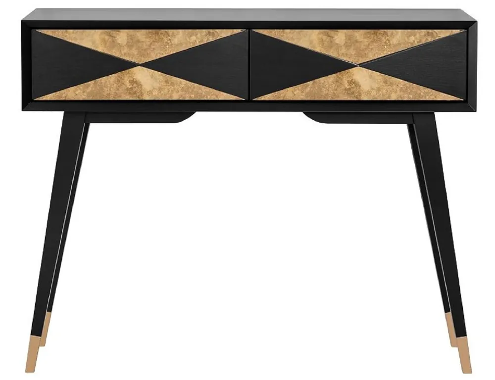 Casa Padrino Luxus Konsole Matt Schwarz / Antik Gold / Gold 100 x 35 x H. 80 cm - Verspiegelter Massivholz Konsolentisch mit 2 Schubladen - Luxus Möbel - Luxus Einrichtung Garantierte Lieferung