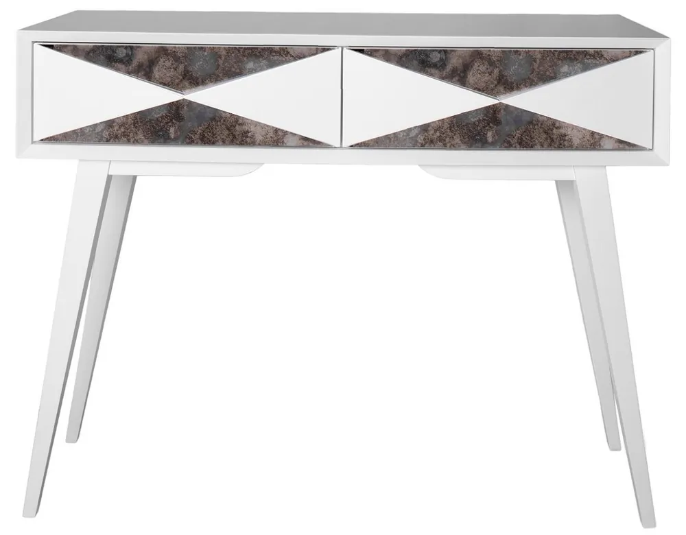Top-Preis Casa Padrino Luxus Konsole Matt Weiß / Antik Silber 100 x 35 x H. 80 cm - Verspiegelter Massivholz Konsolentisch mit 2 Schubladen - Luxus Möbel - Luxus Einrichtung